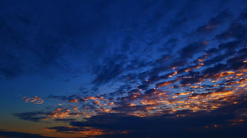 Low angle view of sky at sunset