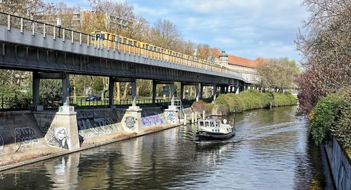 Bridge over river against sky