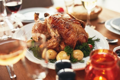 Close-up of food on table