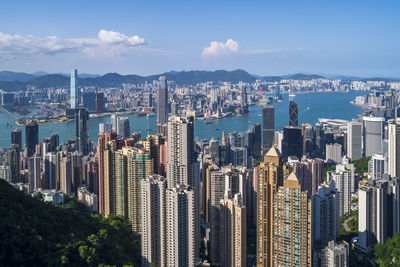 Victoria harbor view from the peak at day, hong kong