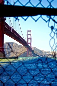 Suspension bridge over river