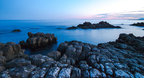 Scenic view of sea during sunset