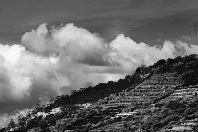 Low angle view of mountains against sky