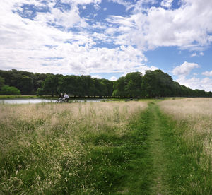 Scenic view of landscape against cloudy sky