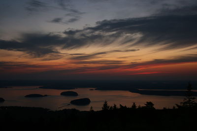 Scenic view of sea at sunset