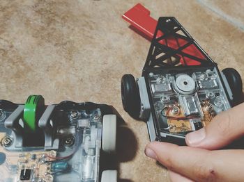 High angle view of person photographing