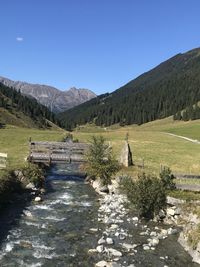 Scenic view of mountains against clear sky