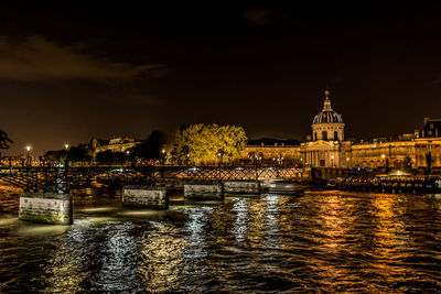 Illuminated buildings at night