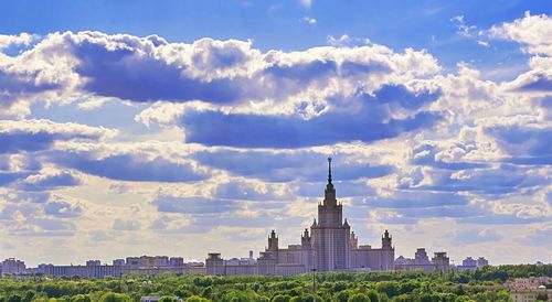 Summer cloudscape over main building of moscow university