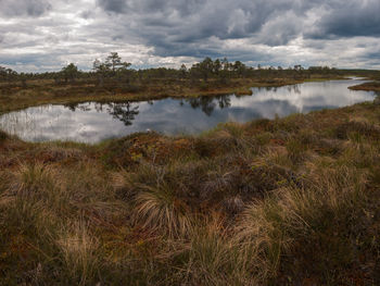 Scenic view of lake against sky