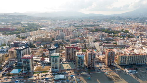 High angle view of townscape against sky