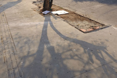 Low section of person shadow on floor