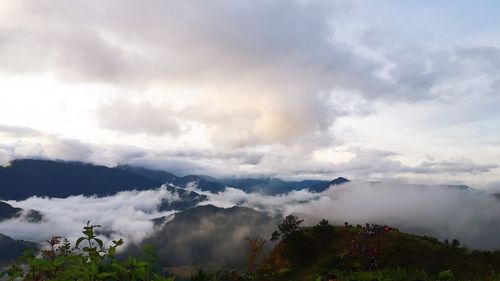 Scenic view of mountains against sky