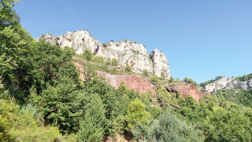 Low angle view of rock formations against sky