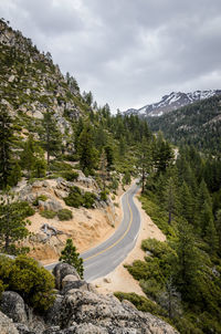 Scenic view of mountain road against sky