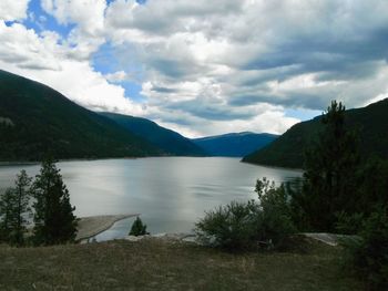 Scenic view of lake against sky