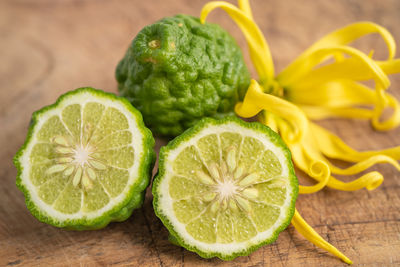 Close-up of lemon on table