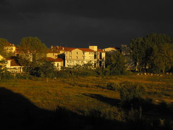 Houses on field