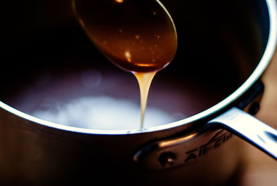 Close-up of syrup on spoon