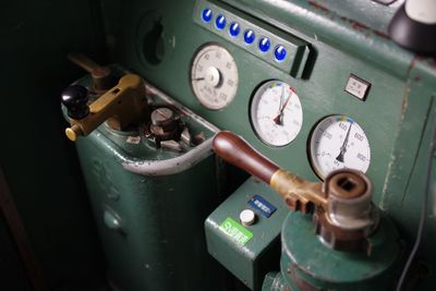 High angle view of machinery in factory