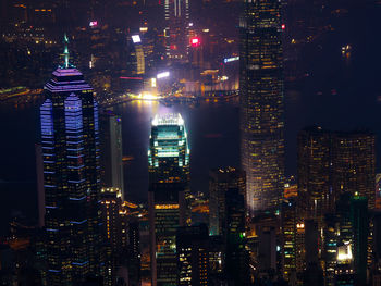 Illuminated buildings at night