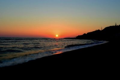 View of beach at sunset