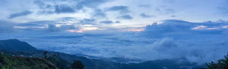 Aerial view of mountains against sky