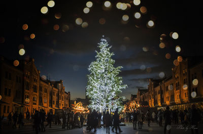 City lit up at night