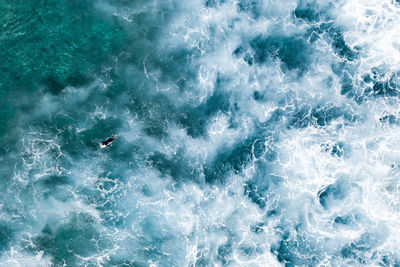 High angle view of swimming in sea