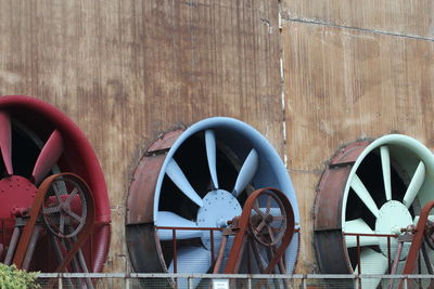 Large fans on wall of factory