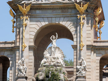 Detail of the fountain designed by josep fontserè inside the parc de la ciutadella, catalonia, spain