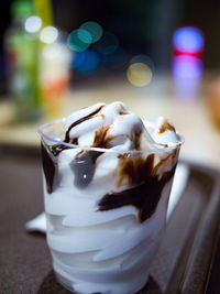 Close-up of dessert on table