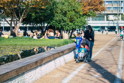 People sitting in park