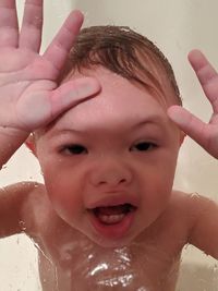 Close-up portrait of cute boy