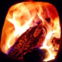 Close-up of bonfire at night