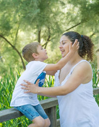 Side view of couple kissing