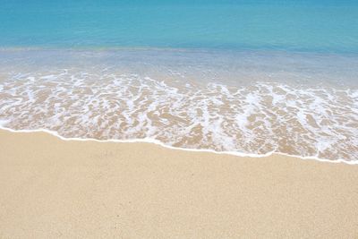 High angle view of water on shore at beach