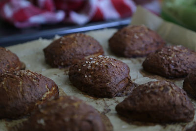 Close-up of sweet food on baking sheet