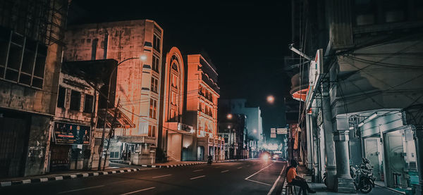 View of city street at night