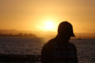 Scenic view of sea at sunset
