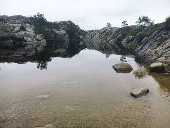 Scenic view of rock formations against sky