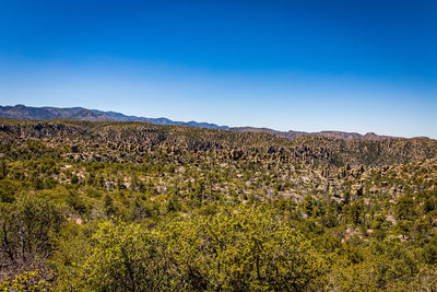 Scenic view of landscape against clear blue sky