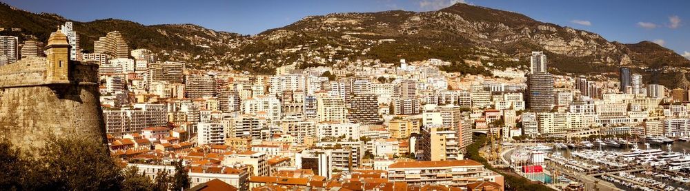 Aerial view of cityscape against sky