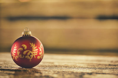 Close-up of christmas decoration on table