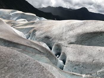 Scenic view of frozen landscape against sky