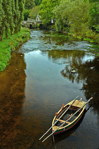 High angle view of boat in river