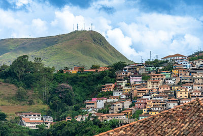 High angle view of townscape against sky