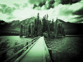 Scenic view of river by trees against sky