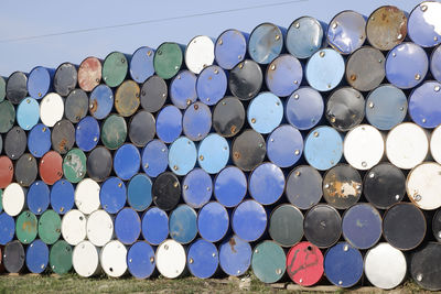 Stack of containers outdoors