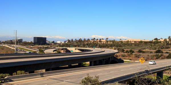 View of cityscape against clear sky